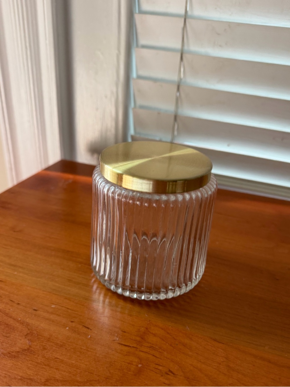 MCM Glass Container with Gold Lid